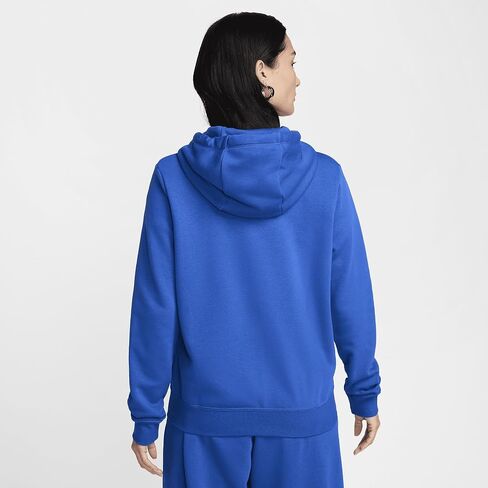 سترة بغطاء للرأس بسحاب كامل للنساء من Nike Sportswear Club Fleece (AS1، ألفا، كبير، عادي، عادي، رمادي داكن هيذر/أبيض) in Saudi Arabia