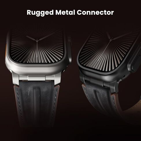 أعلى الحبوب الجلدية الأصلية المتوافقة مع Apple Watch Ultra Band 49mm 46mm 45mm 44mm 42mm ، حزام فرقة الموصل المعدني الوعرة للنساء Men Iwatch Ultra 2/1 Series 10 9 8 7 6 5 4 3 2 1 SE in Kuwait