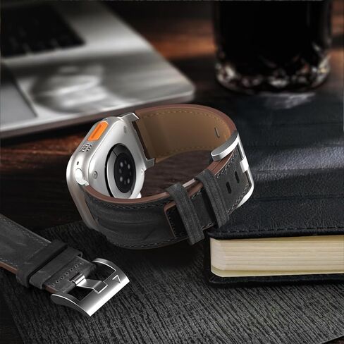 أعلى الحبوب الجلدية الأصلية المتوافقة مع Apple Watch Ultra Band 49mm 46mm 45mm 44mm 42mm ، حزام فرقة الموصل المعدني الوعرة للنساء Men Iwatch Ultra 2/1 Series 10 9 8 7 6 5 4 3 2 1 SE in Kuwait