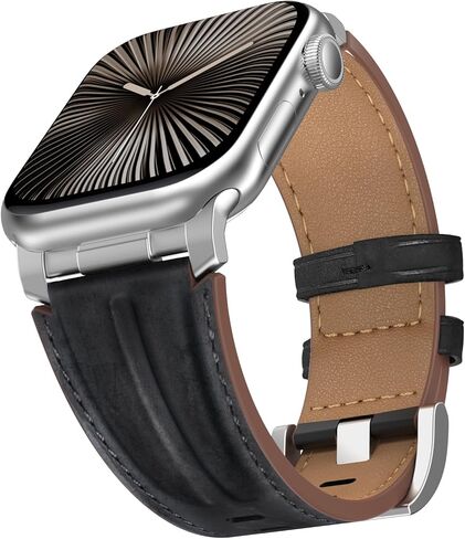 أعلى الحبوب الجلدية الأصلية المتوافقة مع Apple Watch Ultra Band 49mm 46mm 45mm 44mm 42mm ، حزام فرقة الموصل المعدني الوعرة للنساء Men Iwatch Ultra 2/1 Series 10 9 8 7 6 5 4 3 2 1 SE in Kuwait