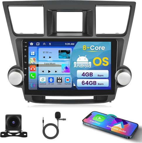 2+64GB Inefala for Toyota Highlander 2009-2014 Android Car Stereo with Wireless Carplay Android Auto, 10.1 Inch HD Touchscreen with WiFi GPS FM/RDS Radio EQ SWC 26UI Backup Camera MIC in Saudi Arabia
