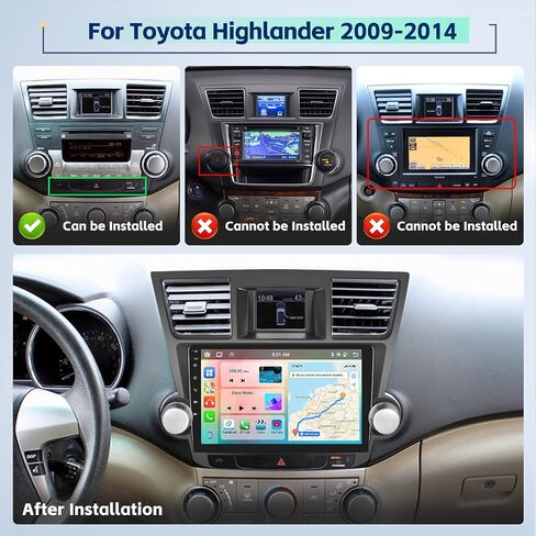 2+64GB Inefala for Toyota Highlander 2009-2014 Android Car Stereo with Wireless Carplay Android Auto, 10.1 Inch HD Touchscreen with WiFi GPS FM/RDS Radio EQ SWC 26UI Backup Camera MIC in Saudi Arabia