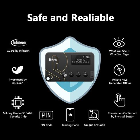 imKey Pro Crypto Hardware Wallet Cryptocurrency Offline Cold Storage, Invest by imToken Secure EVM Chains Layer2 Bitcoin, Ethereum, EOS, TRX, CKB, BCH, LTC, KSM, DOT in Kuwait