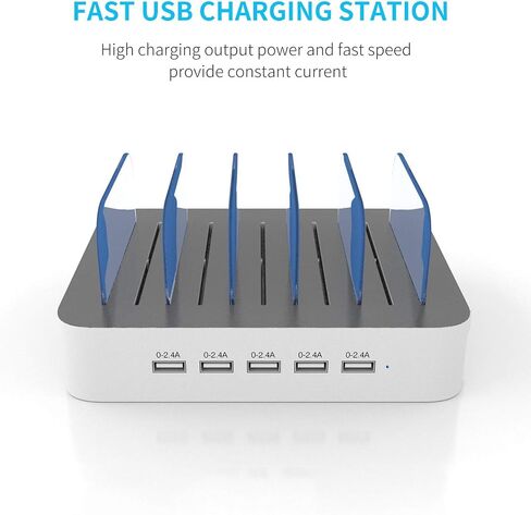 محطة شحن MSTJRY لأجهزة متعددة: 5 PORT Multi USB-A Charger Stations Multi-Device Organizer Dock Dock مصممة لأجهزة اللوحات المحمولة iPad iPad (7 كابلات قصيرة) in Kuwait