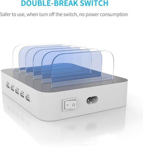 محطة شحن MSTJRY لأجهزة متعددة: 5 PORT Multi USB-A Charger Stations Multi-Device Organizer Dock Dock مصممة لأجهزة اللوحات المحمولة iPad iPad (7 كابلات قصيرة) in Kuwait