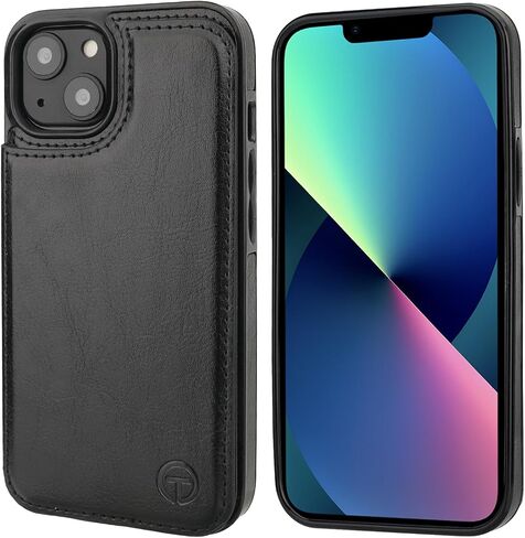 ONETOP Compatible with Magsafe for iPhone 13 Wallet Case with Card Holder, PU Leather Kickstand RFID Blocking Case, Double Magnetic Clasp and Durable Shockproof Cover 6.1 Inch (Brown) in Kuwait