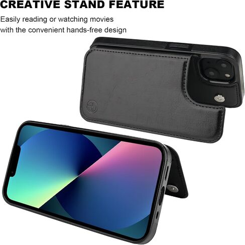 ONETOP Compatible with Magsafe for iPhone 13 Wallet Case with Card Holder, PU Leather Kickstand RFID Blocking Case, Double Magnetic Clasp and Durable Shockproof Cover 6.1 Inch (Brown) in Kuwait