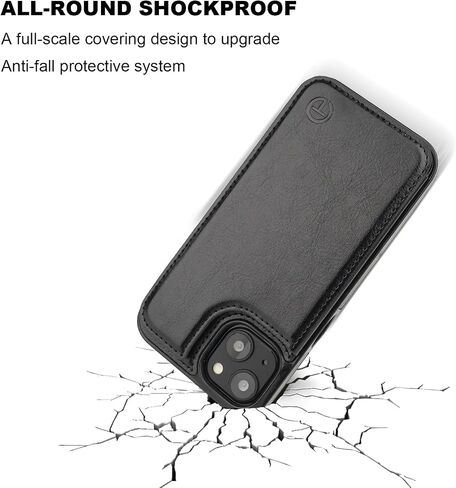 ONETOP Compatible with Magsafe for iPhone 13 Wallet Case with Card Holder, PU Leather Kickstand RFID Blocking Case, Double Magnetic Clasp and Durable Shockproof Cover 6.1 Inch (Brown) in Kuwait