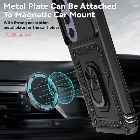 لحالة Samsung Galaxy S24 Fe ، علبة هاتف بلاستيكية من المطاط الصمام الصلب الناعم مع [غطاء عدسة الكاميرا المنزلق] [360 ° حلقة Kickstand قابلة للتدوير] [واقي شاشة HD] لـ S24 Fe 5G Blue in Kuwait