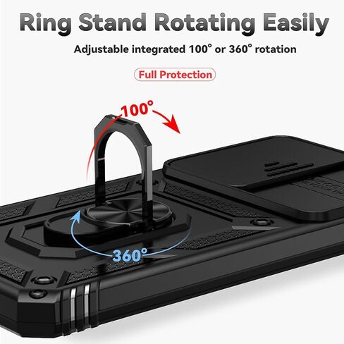لحالة Samsung Galaxy S24 Fe ، علبة هاتف بلاستيكية من المطاط الصمام الصلب الناعم مع [غطاء عدسة الكاميرا المنزلق] [360 ° حلقة Kickstand قابلة للتدوير] [واقي شاشة HD] لـ S24 Fe 5G Blue in Kuwait