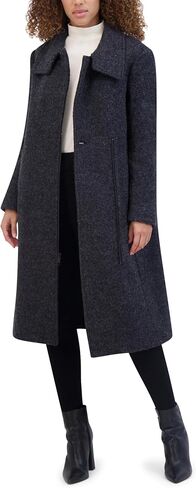 Marc New York by Andrew Marc Women's Asymmetrical Boucle Wool Long Coat, Charcoal, X-Large in Kuwait