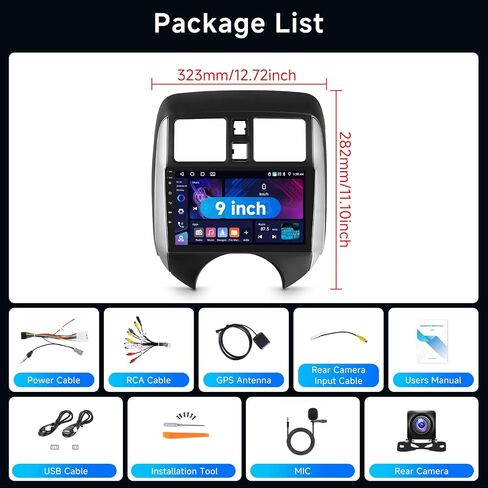 [4G+64G] ستيريو سيارة أندرويد للاختلاف Nissan Versa Note 2014-2018 مع Radio Android Auto Radio و Hodozzy 9 بوصة مع GPS ، رابط المرآة ، البلوتوث ، WiFi ، DSP ، FM/RDS Radio in Saudi Arabia