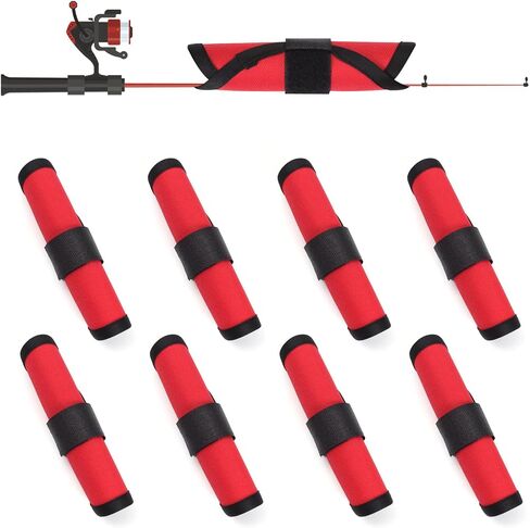 Fishing Lure Covers 8 Pack Fishing Lure Wraps with Velcro Durable Fishing Hook Cover Bait Storage Protectors 6" Rod Armour Lure Shield Guard to Keep Fishermen Safe for Rod (Black) in Kuwait