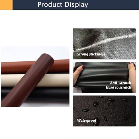 رقعة إصلاح جلدية كبيرة من LEKEONE، شريط إصلاح جلدي PU مقاس 17 × 60 بوصة، رقعة إصلاح ذاتية اللصق مقاومة للماء للأرائك والأثاث وخزائن المطبخ ومقاعد السيارة (17 * 60 بوصة، بني فاتح) in Kuwait