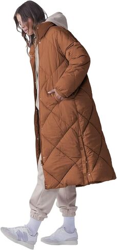Tankaneo Women's Quilted Puffer Jacket Long Winter Coats Zip Up Baggy Down Outerwear with Pockets in Kuwait