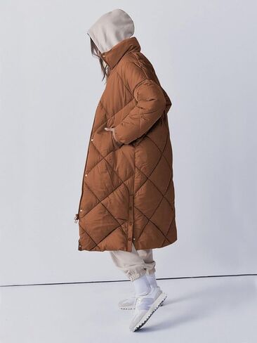 Tankaneo Women's Quilted Puffer Jacket Long Winter Coats Zip Up Baggy Down Outerwear with Pockets in Kuwait