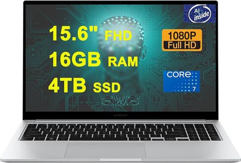 SAMSUNG Galaxy Book 4 Business Copilot AI PC Laptop 15.6" FHD Anti-Glare Intel 10-core Core 7 150U (Beats i7-1335U) 16GB RAM 1TB SSD Backlit Fingerprint USB-C Long-Lasting Battery Win11 Silver in Saudi Arabia