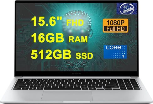 SAMSUNG Galaxy Book 4 Business Copilot AI PC Laptop 15.6" FHD Anti-Glare Intel 10-core Core 7 150U (Beats i7-1335U) 16GB RAM 1TB SSD Backlit Fingerprint USB-C Long-Lasting Battery Win11 Silver in Saudi Arabia