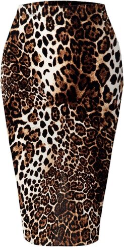 SSOULM Women's Work Office Stretchy Fitted Midi Pencil Skirt with Back Slit and Plus SizeCOCO XL in Kuwait