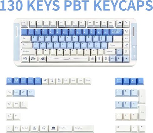 Christmas Theme keycaps 130 Keys Cherry Profile PBT Keycap Set Dye Sub Kawaii Custom Keycaps with Snowman, Christmas Tree Fit for 61/64/87/104/108 Cherry Mx Mechanical Keyboard in Kuwait