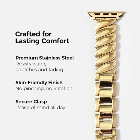 حزام Apple Watch المتوافق مع STRAP - حزام IWATCH من الفولاذ المقاوم للصدأ للنساء - السلسلة 1-10 ، SE & ULTRA (38 مم/ 40 مم/ 41 مم/ 42 مم/ 44 مم/ 45 مم/ 49 ملم) - الذهب ، الفضة - in Kuwait