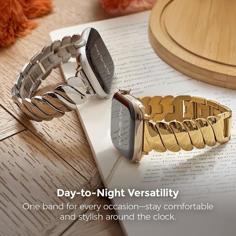 حزام Apple Watch المتوافق مع STRAP - حزام IWATCH من الفولاذ المقاوم للصدأ للنساء - السلسلة 1-10 ، SE & ULTRA (38 مم/ 40 مم/ 41 مم/ 42 مم/ 44 مم/ 45 مم/ 49 ملم) - الذهب ، الفضة - in Kuwait