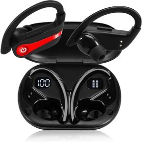 UrbanX Challenger Series Sports Earphones Wireless Bluetooth with Built-in Mic, 200H Superior Playtime, Immersive Sound, Quick-Pair, Secure Fit, IPX7 Waterproof, Compatible with Black Shark - Red