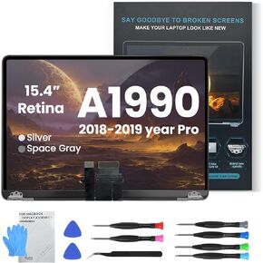 YUSE A1990 Screen Replacement Retina 15" for MacBook Pro 2018-2019 15.4 inch Late 2018 Mid 2019 EMC 3215 3359 LCD Assembly(Space Gray)