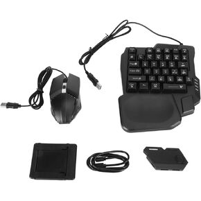 4 in 1 Mobile Game Combo Pack, Half Hand Gaming Keyboard and Combo, Mouse, Converter & Adjustable Phone Stand, Half Keyboard for Mobile Phone Gaming, No Latency, Fast Charging