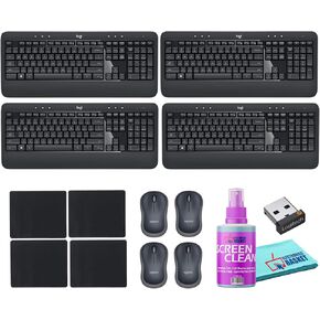 4X Logitech MK540 Wireless Desktop Keyboard and Mouse Combo (920-008671) Bundle Including: USB Reciever, Mouse Pad, Monitor Cleaning Kit