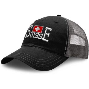 Custom Richardson Soft Mesh Cap Hat Embroidered Swiss Flag Suisse Embroidery Trucker Hats for Men & Women