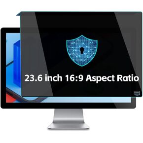 23.6 inch Hanging Computer Privacy Screen Filter, 21.37 inch X 12.44 inch,16:9 Widescreen Monitor PC Monitor Privacy Panal, Anti-Blue Light Filter Protection