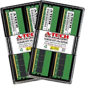 A-Tech 128GB Kit (4x32GB) RAM for ASUS Pro WS W790-ACE, W790E-SAGE SE | DDR5 4800MHz PC5-38400 EC8 RDIMM 1Rx4 ECC Registered Server Memory Upgrade