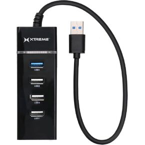 Xtreme 4-Port USB 3.0 High Speed Hub, Works with Laptops/Desktops, Supports All USB Devices: Wireless Mice, Smartphones, Tablets, Plug and Play Installation