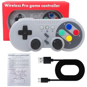 وحدة تحكم Loner Switch Wireless Gamepad استبدال متوافق مع NS/Switch OLED/Windows PC - لوحدة التحكم في نمط SNES الكلاسيكية مع التحكم/الاهتزاز/التوربو/الاستيقاظ ، محدث [لعبة فيديو]
