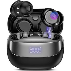 Sleep Earbuds Bluetooth 5.4 in Ear Light-Weight Headphones, Mini Sleep Headphones Small Design for Side Sleepers, 47H Playtime with Charging Case, Clear Calls Earphones, Pure Black