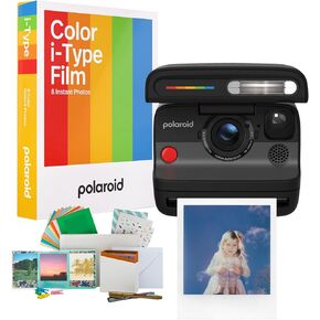 Polaroid Flip Instant Camera with Sonar Autofocus and Retro Design (Black) Bundle with Color Instant Film for i-Type (8 Exposures) and Film Kit (3 Items)