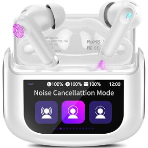 Wireless Earbuds, Bluetooth 5.4 Headphones with Multifunctional Touch Screen, 48H Bass Stereo Ear Buds with ANC/ENC Noise Cancelling/Transparency Mode, IPX7 Earphones with 5 EQ Modes for iOS Android