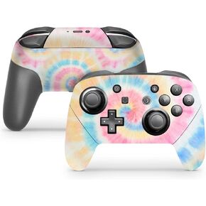 ZOOMHITSKINS Glitter Switch Pro Controller Skin, Compatible for Switch Controller Skin, Tie Dye Pink Blue White Yellow Orange, 3M Vinyl Cover, Durable & Fit, Easy to Install, Made in The USA