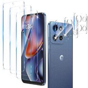 3 Pack Screen Protector Designed for Motorola Moto G Stylus 5G 2025 with 3 Pack Tempered Glass Camera Lens Protector,Ultra HD Clear,9H Hardness,Easy Install - Case Friendly,Scratch Resistant