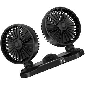 Dual Head Car USB Fan Adjustable Vehicle Cooling Fan with Rotation for Optimal Airflow Trucks and Cars Durable and Portable Design for and Pets