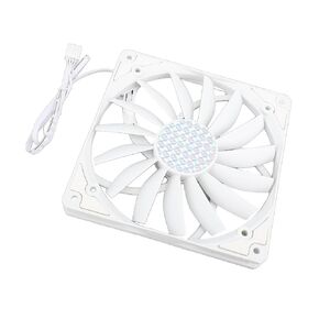 140mm Case Fan, Ultra Thin 15mm 140mm Fan, 4 Pin PWM PC Cooling Fan with MFDB Bearing 1100RPM for Quiet and Efficient Airflow (White)