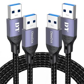 USB to USB Cable 6Ft 2 Pack, USB 3.0 A to A Male 5Gbps Data Transfer & 60W Fast Charging Cord, Double End USBA Replacement USB-A Wire for Hard Drive Enclosures Laptop Cooler Computer PC DVD Player Hub