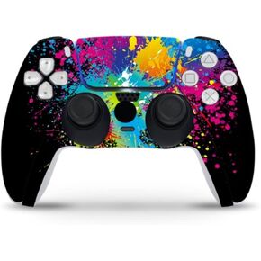 ZOOMHITSKINS Compatible with PS5 Controller Skin, Vinyl for Durable & Fit, Graffiti Spray Black Neon Yellow Pink, Easy to Use, Bubble-free, Precisely Cut