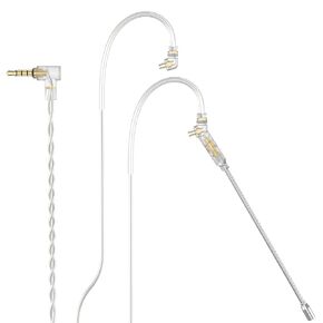 Cubilux 3.5mm 2-Pin 0.78mm Headphone Cable with Microphone, Silver Plated OFC Wires Replacement 1/8 2 Pins 0.78 Earphone Cable with Detachable Boom MIC, 4 Feet