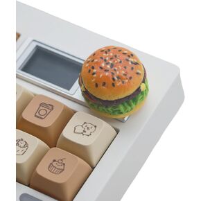 Rotary Knob for Gaming Mechanical Keyboard,Cute 3D Hamburger Custom Knob,Handmade Resin Rotary Knob Suitable for GMK67/GMK87/GMK104/L98/F99 Pro/F75 (Pro),etc (Humburger)