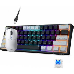 AULA SC580 Wireless Gaming Mouse, Tri-Mode Gaming Mouse with 10000DPI, 6 Programmable Buttons 60 Percent Mechanical Gaming Keyboard, 29 RGB Backlit Custom Hot Swappable Keyboard