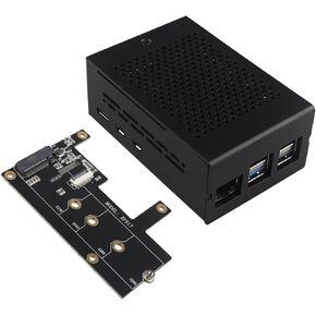 ZDE ZP517A PCIe to M.2 Key M NVMe SSD HAT + ZC502 Aluminum Case for Raspberry Pi 5
