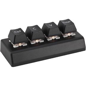 VBESTLIFE Mini 4 Keys Copy Paste Enter Macro Keypad, C V Enter Shortcut One Handed Mini Mechanical Keypad, Support NKRO, Red Switch Programmable Keyboard for Working and Gaming