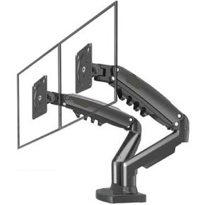 F160 Gas Spring 360 Degree Desktop 17" - 27" Dual Monitor Stand Arm Monitor Mount Bracket Each Holds 2-9kg(Black)